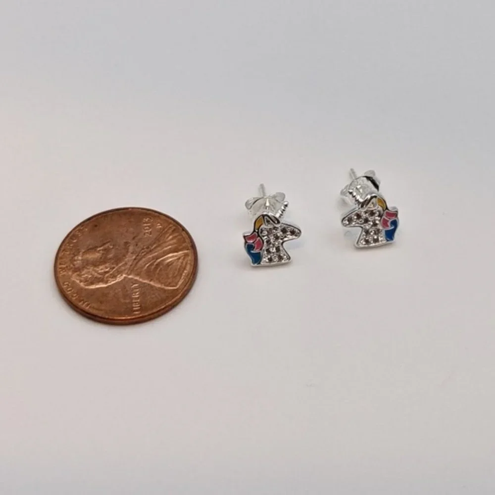 Unicorn stud earrings 925 sterling silver - Picture 3 of 4
